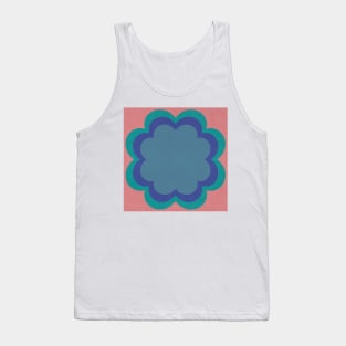 Pink, blue Linen textured scandi flower Tank Top